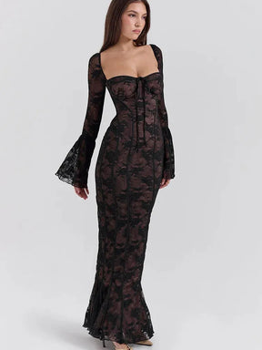 Vestido Longo Com Mangas Longas - Modelo Sueli