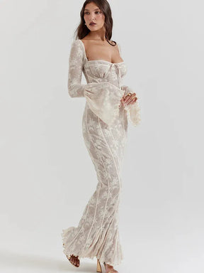 Vestido Longo Com Mangas Longas - Modelo Sueli