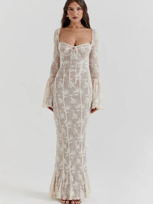 Vestido Longo Com Mangas Longas - Modelo Sueli