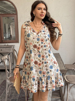 Vestido Feminino Decoração de Laço nos Ombros - Geiliane . Plus Size