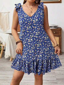 Vestido Feminino Decoração de Laço nos Ombros - Geiliane . Plus Size