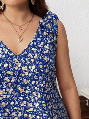 Vestido Feminino Decoração de Laço nos Ombros - Geiliane . Plus Size
