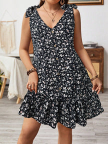 Vestido Feminino Decoração de Laço nos Ombros - Geiliane . Plus Size
