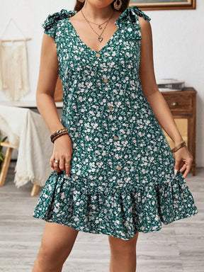 Vestido Feminino Decoração de Laço nos Ombros - Geiliane . Plus Size