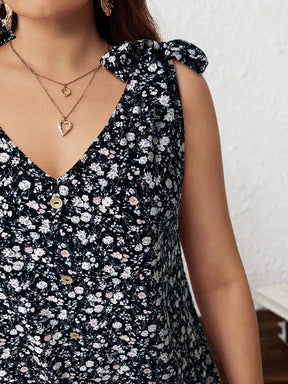 Vestido Feminino Decoração de Laço nos Ombros - Geiliane . Plus Size