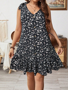 Vestido Feminino Decoração de Laço nos Ombros - Geiliane . Plus Size