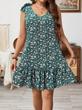 Vestido Feminino Decoração de Laço nos Ombros - Geiliane . Plus Size