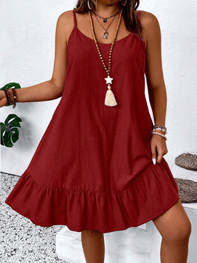 Vestido Feminino de Alça Fina com Babado na Barra - Nalyane . Plus Size