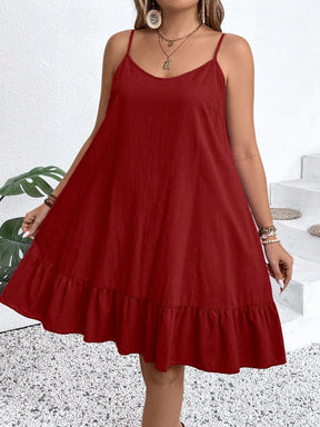 Vestido Feminino de Alça Fina com Babado na Barra - Nalyane . Plus Size