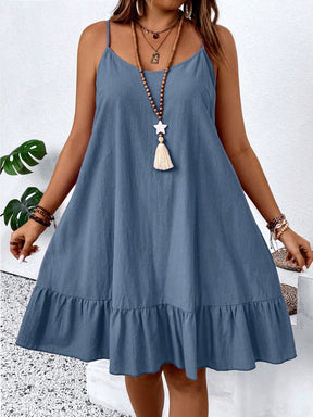 Vestido Feminino de Alça Fina com Babado na Barra - Nalyane . Plus Size