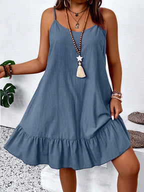 Vestido Feminino de Alça Fina com Babado na Barra - Nalyane . Plus Size