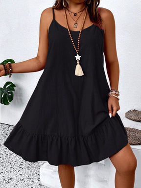 Vestido Feminino de Alça Fina com Babado na Barra - Nalyane . Plus Size