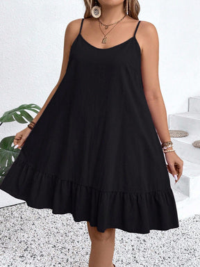 Vestido Feminino de Alça Fina com Babado na Barra - Nalyane . Plus Size