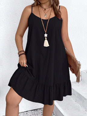 Vestido Feminino de Alça Fina com Babado na Barra - Nalyane . Plus Size