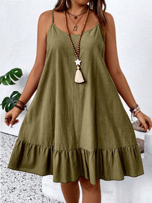 Vestido Feminino de Alça Fina com Babado na Barra - Nalyane . Plus Size