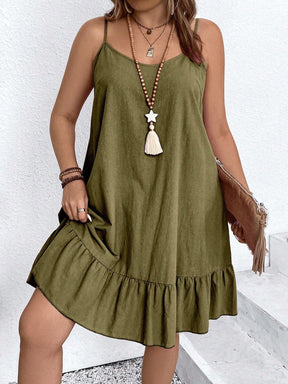 Vestido Feminino de Alça Fina com Babado na Barra - Nalyane . Plus Size