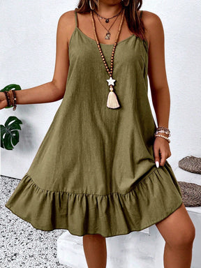 Vestido Feminino de Alça Fina com Babado na Barra - Nalyane . Plus Size