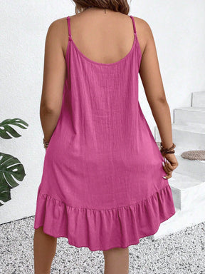 Vestido Feminino de Alça Fina com Babado na Barra - Nalyane . Plus Size