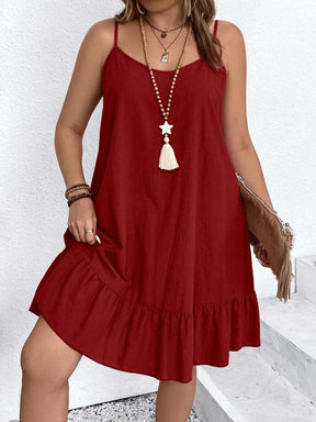 Vestido Feminino de Alça Fina com Babado na Barra - Nalyane . Plus Size
