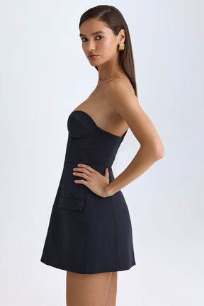 Vestido Mini Tulipa Estruturado Sem Alças em Preto