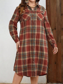 Vestido Feminino Xadrez com bolsos Jessia. Plus Size