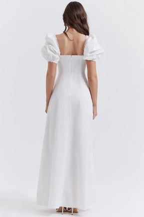 Vestido Longo Com Algodão Branco - Luna Belle