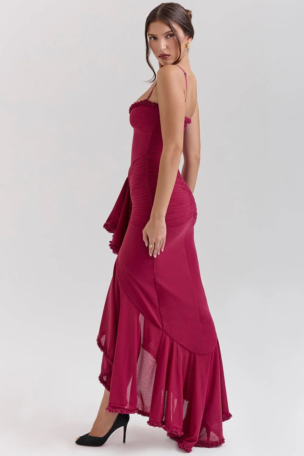 Vestido Longo  Com Babado - Modelo Veronica