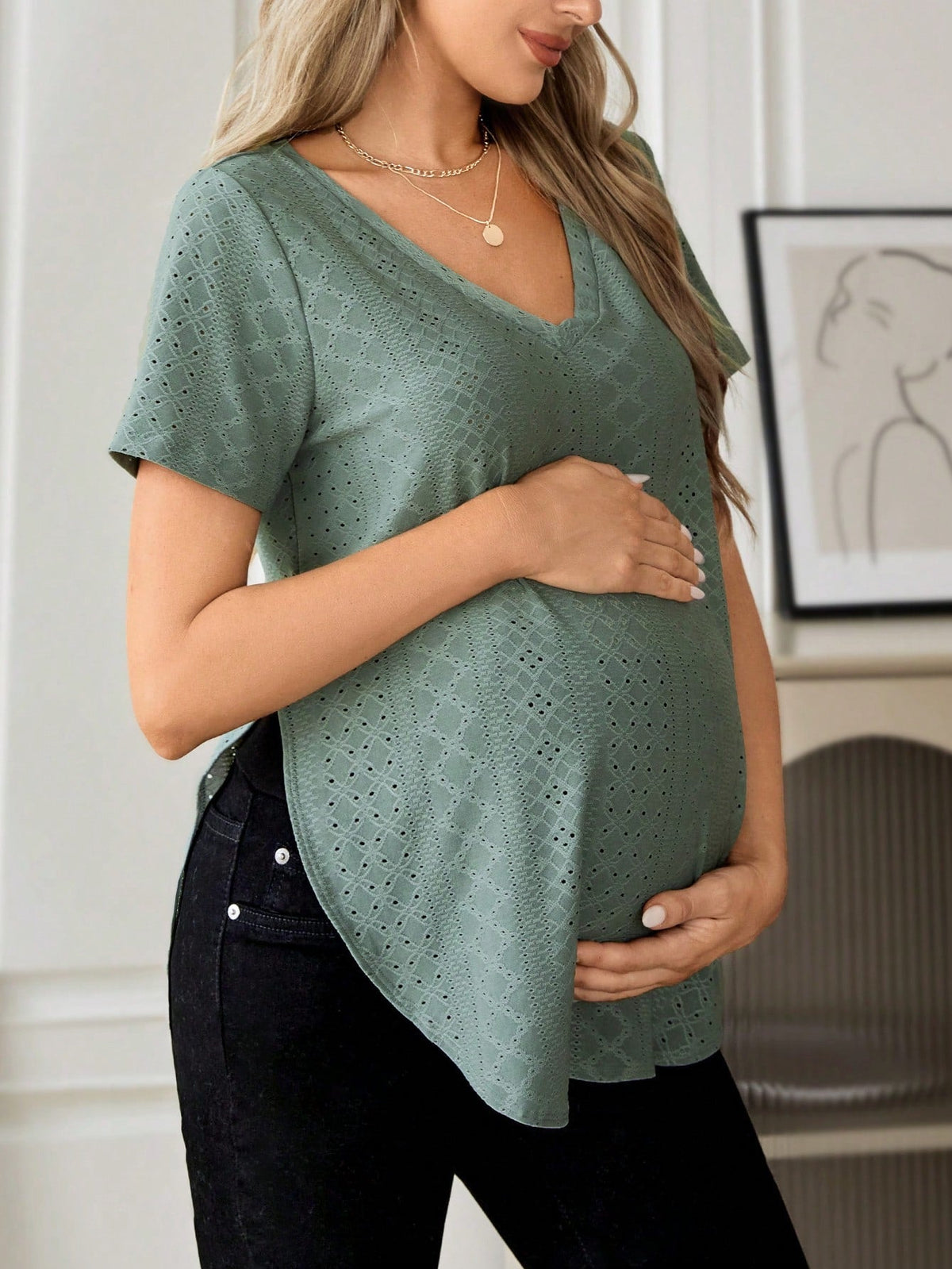 Blusa  Feminina Maternidade Bordado Sueli