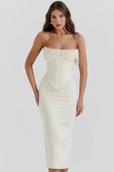 Vestido Midi Com  Fileiras de Pérolas  - Arizona